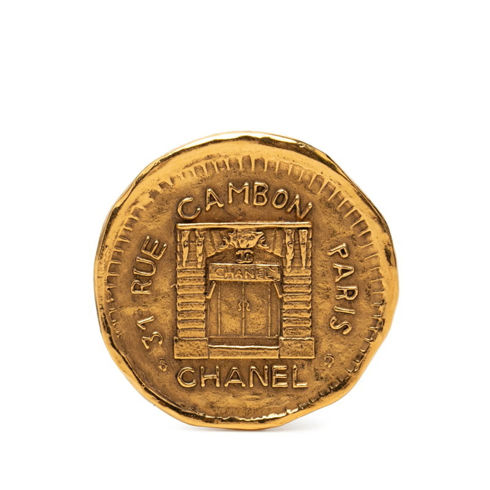 Chanel 31 RUE CAMBON Le Cambon Round Brooch Gold Plated Women's CHANEL